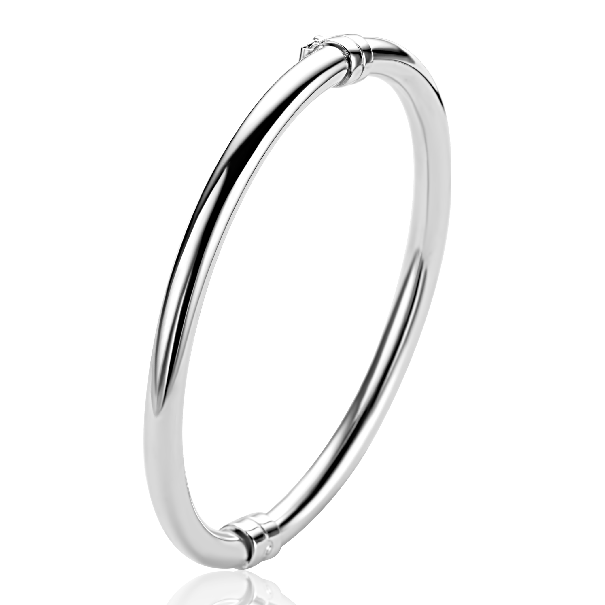 zilveren bangle armband glad 5mm ronde buis en luxe scharniersluiting