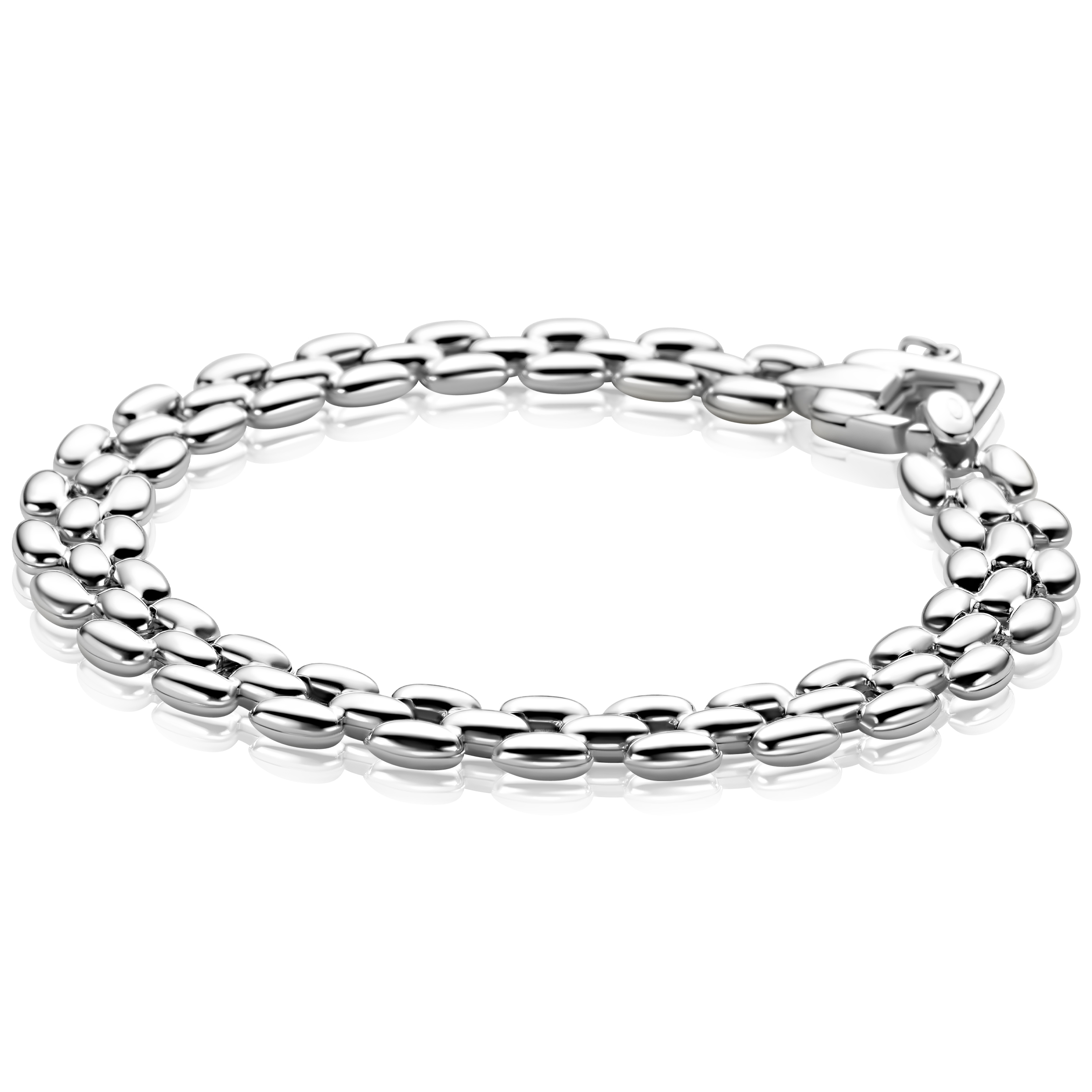De ZINZI zlv. armband met Rolex-stijl en modelnummer ZIA2764 heeft een breedte van 8 mm. Het is gemaakt van zilver en heeft geen glans. De armband is 185 mm lang en valt onder de categorie "sieraden." Perfect te dragen als dagelijks accessoire of als stijlvolle aanvulling op een chique outfit.