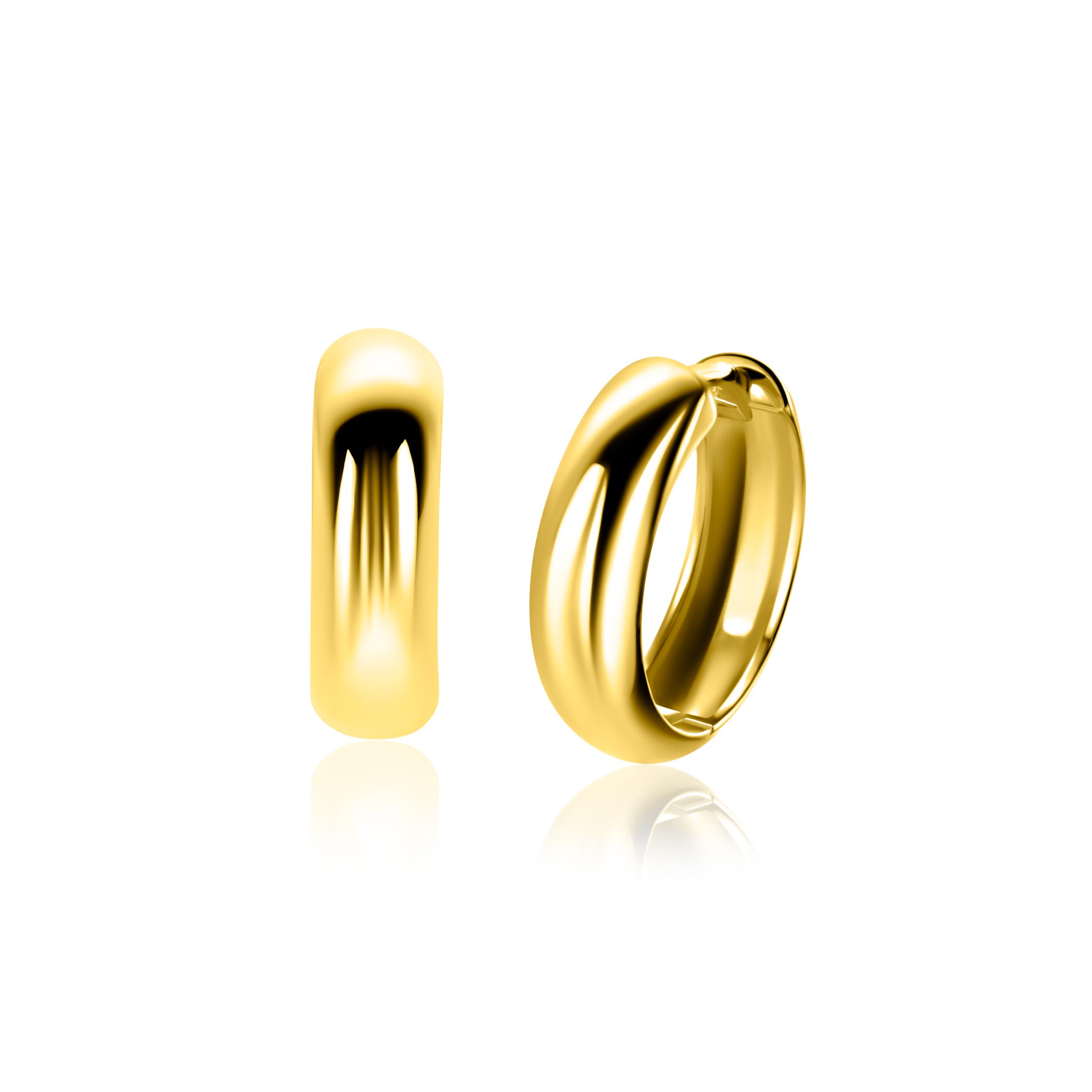 ZINZI zilver vergulde oorringen met brede ronde buis 5mm met luxe klapsluiting ZIO2793G 