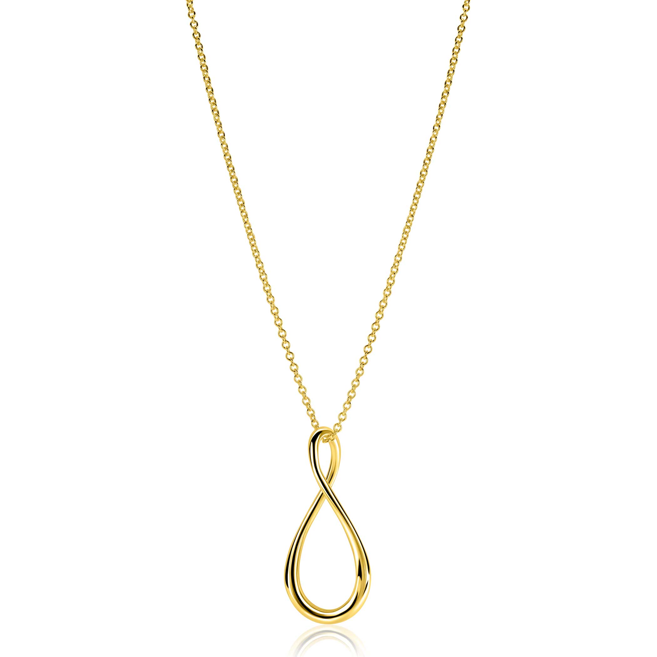 ZINZI goldplated zilveren ketting 60cm met grote gestileerde Infinity-hanger 52mm ZIC2675G
