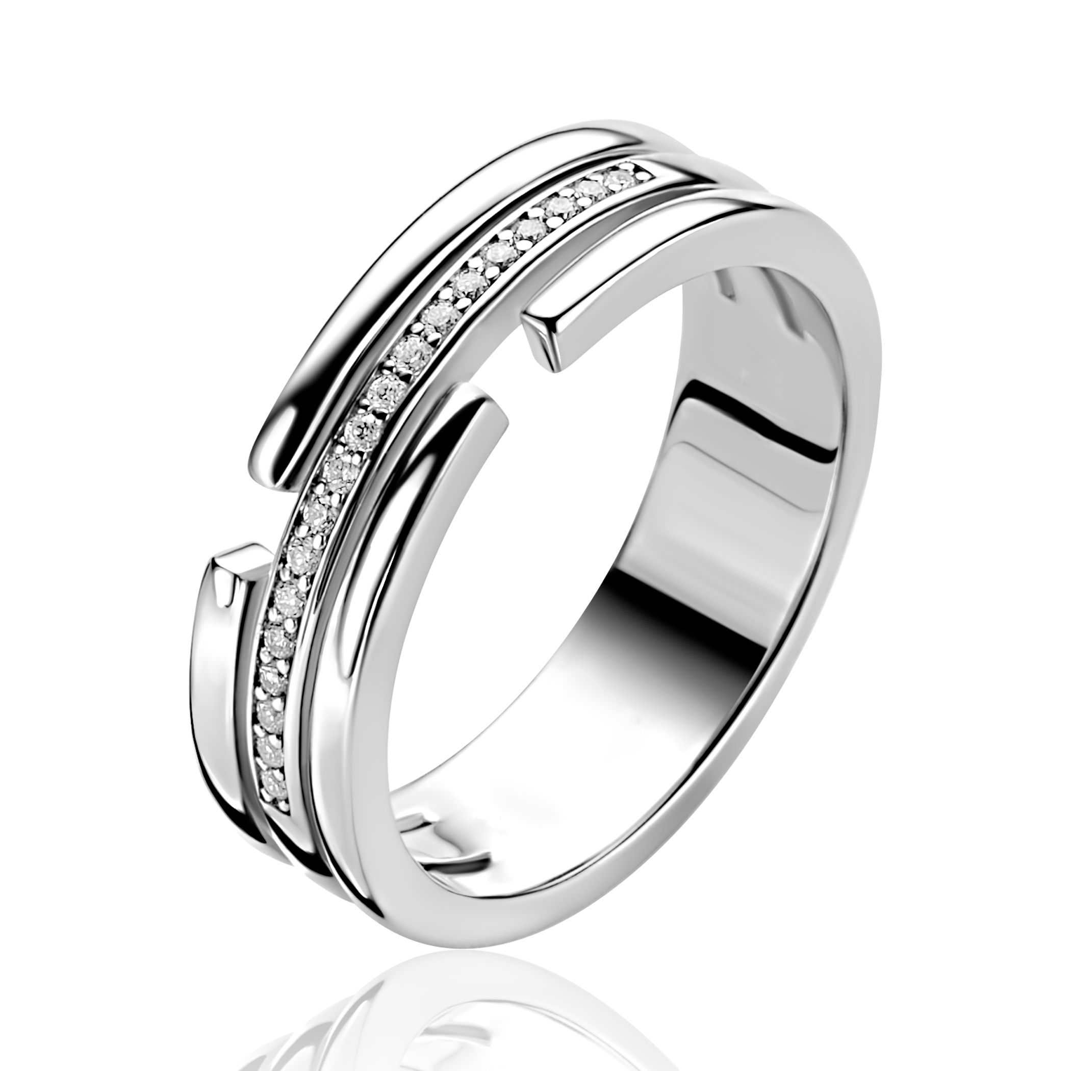 ZINZI zilveren multi-look ring (6mm breed) 3 banen met witte zirkonia&rsquo;s ZIR2730