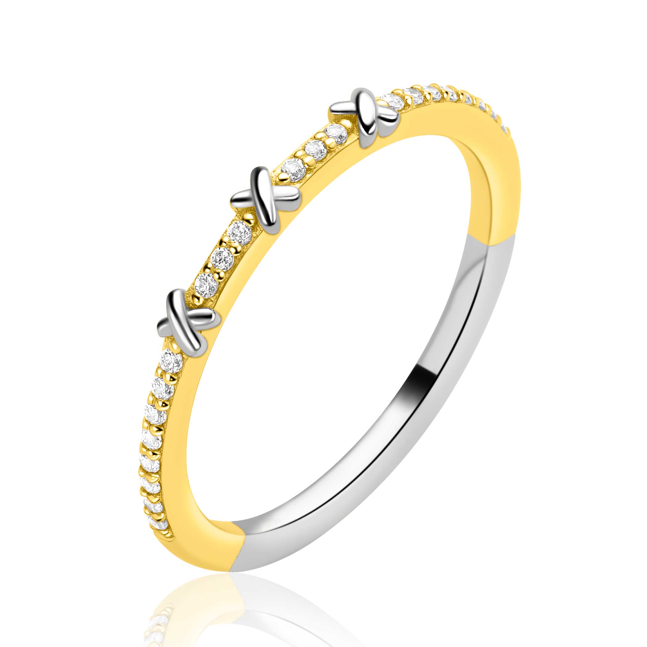 Ring zlv. aanschuif bic.met Xjes mt.52