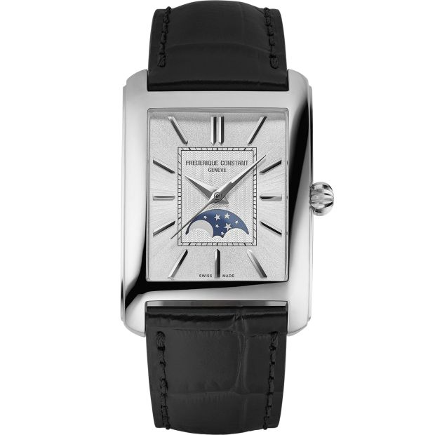 De Frederique Constant Classics Carree Moonphase Automatic (modelnummer FC-333S4C6) is een verfijnd horloge met een maanfasefunctie. Dit polshorloge komt het beste tot zijn recht bij formele gelegenheden of zakelijke outfits. Draag het met een net pak of een stijlvolle avondoutfit om echt indruk te maken. Het klassieke ontwerp voegt een vleugje elegantie toe aan elke look.