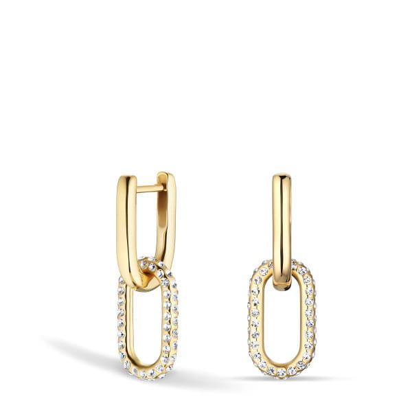  Gouden helderheid ontmoet Scandinavische lichtheid: Deze BERING oorbellen zijn een sprankelende uiting van moderne elegantie met een vleugje zachte glamour. De ovale schakels &ndash; verfijnd bezet met fonkelende zirkonia &ndash; bewegen vrij en geven het ontwerp een subtiele dynamiek die bij elke beweging tot leven komt.  In contrast met het minimalistische lijnenspel staat de warme, goudkleurige glans van gepolijst roestvrij staal. De combinatie van de beweeglijke ovale vorm en de nauwkeurig gezette stenen doet denken aan ijskristallen doorboord door licht &ndash; gevangen in een tijdloos ontwerp. Een sieraad dat BERING&rsquo;s kenmerkende helderheid met een vleugje luxe verbindt.  Gemaakt van duurzaam, verguld roestvrij staal met een veilige kliksluiting, staan deze oorbellen voor blijvende schoonheid en Scandinavische verfijning. Ideaal voor elke dag &ndash; en stijlvol genoeg voor bijzondere momenten. 