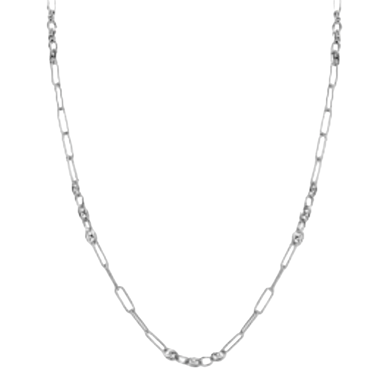 ZINZI zilveren koffieboon schakelketting van 4,5mm breed, gecombineerd met lange ovale schakels. De lengte van de ketting is 45cm. Bij de sluiting herkenbaar ZINZI, door het zilveren Zinzi hartje. Vervaardigd van eerste gehalte zilver (925) en extra gerodineerd.