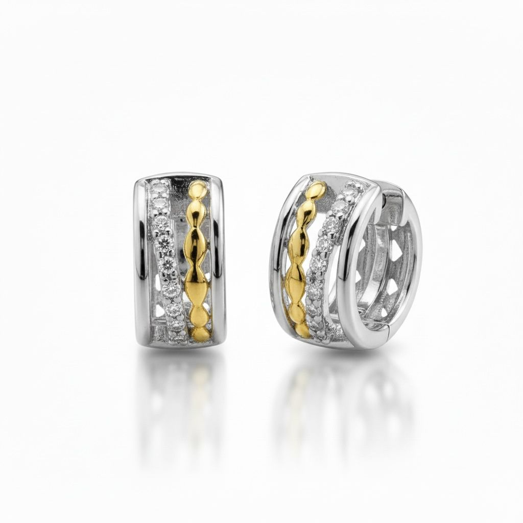 Zilver vergulde creolen met zirkonia