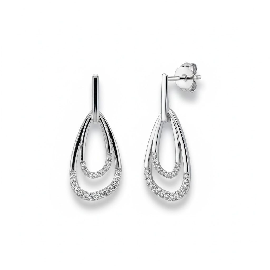 Zilveren oorhangers met zirkonia