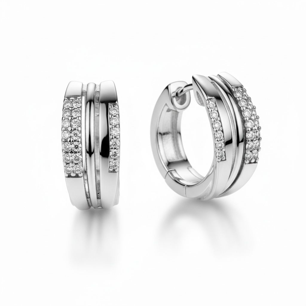 Zilveren creolen met zirkonia