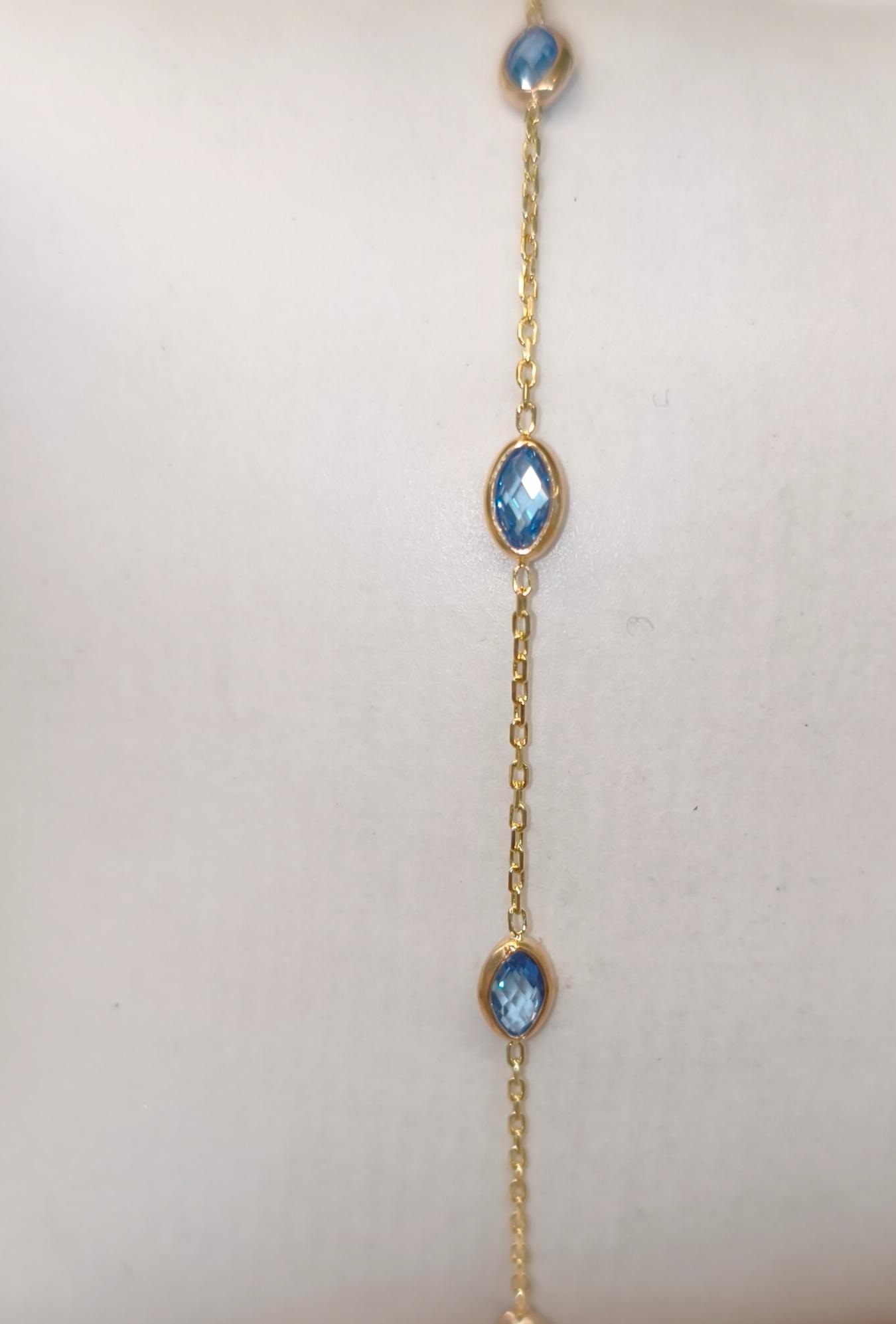 Collier met blauwe marquis 3x5mm in 45 cm