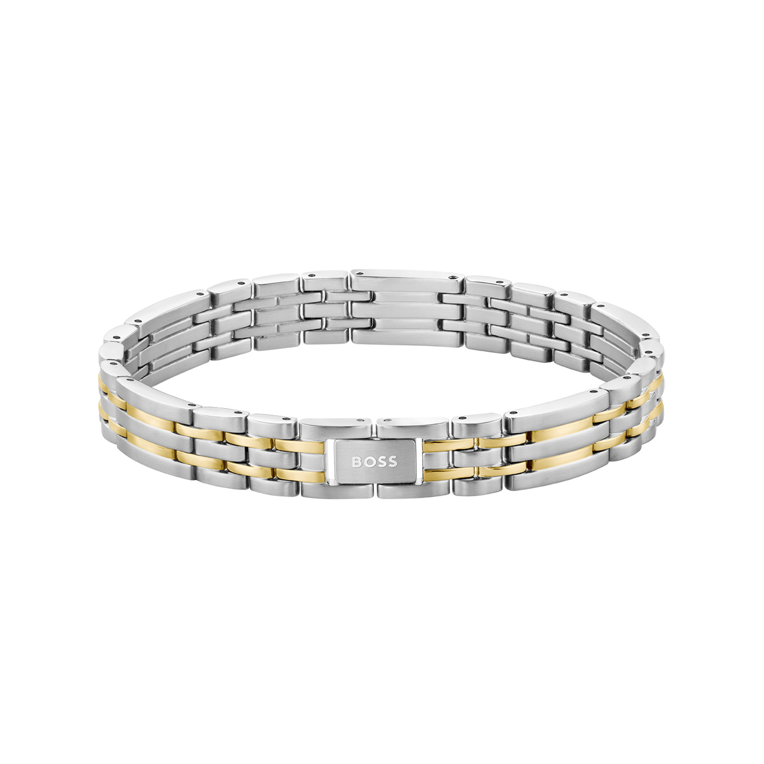 BOSS JEWELS HBJ1580813 WESLEY ELEVATED Heren Armband 20cm
Deze stijlvolle bicolor stalen heren schakelarmband straalt kracht en elegantie uit. Gemaakt van hoogwaardig roestvrij staal, is de armband duurzaam, kleurvast en geschikt voor dagelijks gebruik. De bicolor armband van BOSS uit de WESLEY ELEVATED serie met artikelnr. HBJ1580813 heeft verschillende platte en ronde schakels en sluit met een druksluiting. Hij is op meerdere lengtes te dragen en de totale lengte is 19cm. Goed te combineren met de bijpassende sieraden van BOSS.

Het merk: HUGO BOSS is afgestemd op levensstijlen waar het gaat om kwaliteit en precisie. Het wereldwijde fashionlabel is verdeeld in twee merken: BOSS en HUGO. Het merk BOSS biedt geavanceerde, moderne horloges gericht op kwaliteit en design om een onberispelijke look te cre&euml;ren &ndash; of het nu zakelijk, casual of sportief is. Ontdek de nieuwe horlogecollectie die bewijst dat details echt het verschil maken.

 Specificaties:
- Artikelnr: HBJ1580813
- Schakelarmband
- Materiaal: Staal
- Bicolor
- Lengte: 20cm verstelbaar