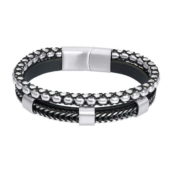 De iXXXi Men armband Cass is gemaakt van zwart leder en heeft een aantal zilverkleurige details en een sluiting gemaakt van stainless steel met een mat zilverkleurige uitvoering. De bracelet bestaat uit twee banden, een plat gevlochten design en een rond gevlochten design. Bracelet Cass is voorzien van een platte, zilverkleurige sluiting.. Mix en match met verschillende armbanden en maak zo jouw look compleet!

Gemaakt van duurzaam stainless steel.
Verkleurt niet en geeft niet af op de huid.
Nikkel vrij
Hypo-allergeen