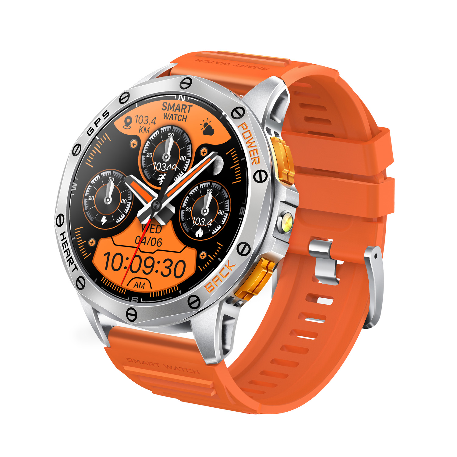 SMARTY2.0 SW094B 
Dit Smarty Smartwatch horloge is een stap in de toekomst. Door zijn Amoled scherm is het beeld vele malen scherper en intenser. De zwarte kast is gemaakt van aluminium met een gehard glas. Aan de kast zit een oranje siliconen band met een gespsluiting. Het horloge heeft een doorsnee van 48mm en is spatwaterdicht. Deze smartwatch is sportief, stijlvol, maar zeker gebruiksvriendelijk. Om door apps, berichten en tekst te bladeren hoeft je alleen maar op het glas te tikken of de knop te gebruiken. Tevens heeft het een Find my watch functie.

Merk:
SMARTY2.0 Smartwatches verbinden je met de wereld. 
SMARTY2.0 biedt een brede keuze aan vormen en functionaliteiten. Een ronde of rechthoekige smartwatch? Eentje voor de smalle pols? Een ladies watch of een kids watch?  SMARTY2.0 heeft het allemaal.
De keuze qua functionaliteiten is onuitputtelijk: bluetooth bellen, stappenteller, hartslag- en bloeddrukmeter,  meerdere verschillende sporttrackers, menstruatie en ovulatie herinneringen, ingebouwde GPS, vind mijn smartphone en heel veel meer. Maak je eigen keuze.
Iedere SMARTY werkt zowel met iOS als met Android en is moeiteloos via een QR-code te koppelen met iedere mobiele telefoon. Misschien wel d&eacute; makkelijkste smartwatch voor iedereen.
SMARTY2.0 staat voor hoge kwaliteit in een betaalbaar prijssegment: &euro; 79 - &euro; 199.

Highlights:
- Geschikt voor Android en iOS  
- De Smartwatch heeft Bluetooth call 
- Hoge batterij efficientie
- 24 uur hartritme meting
- Bevat smart music en mini games
- Door de verschillende meters en tellers is het mogelijk om onder andere de hartslag, stappen, snelheid, slaap, luchtdruk, stress, hoogte- en diepte te meten
- D.m.v. de ingebouwde GPS, is het mogelijk om offline te navigeren en achteraf je route terug te kijken (zonder dat de telefoon in de buurt is)
- Stof,- Waterdichtheid: IP68
