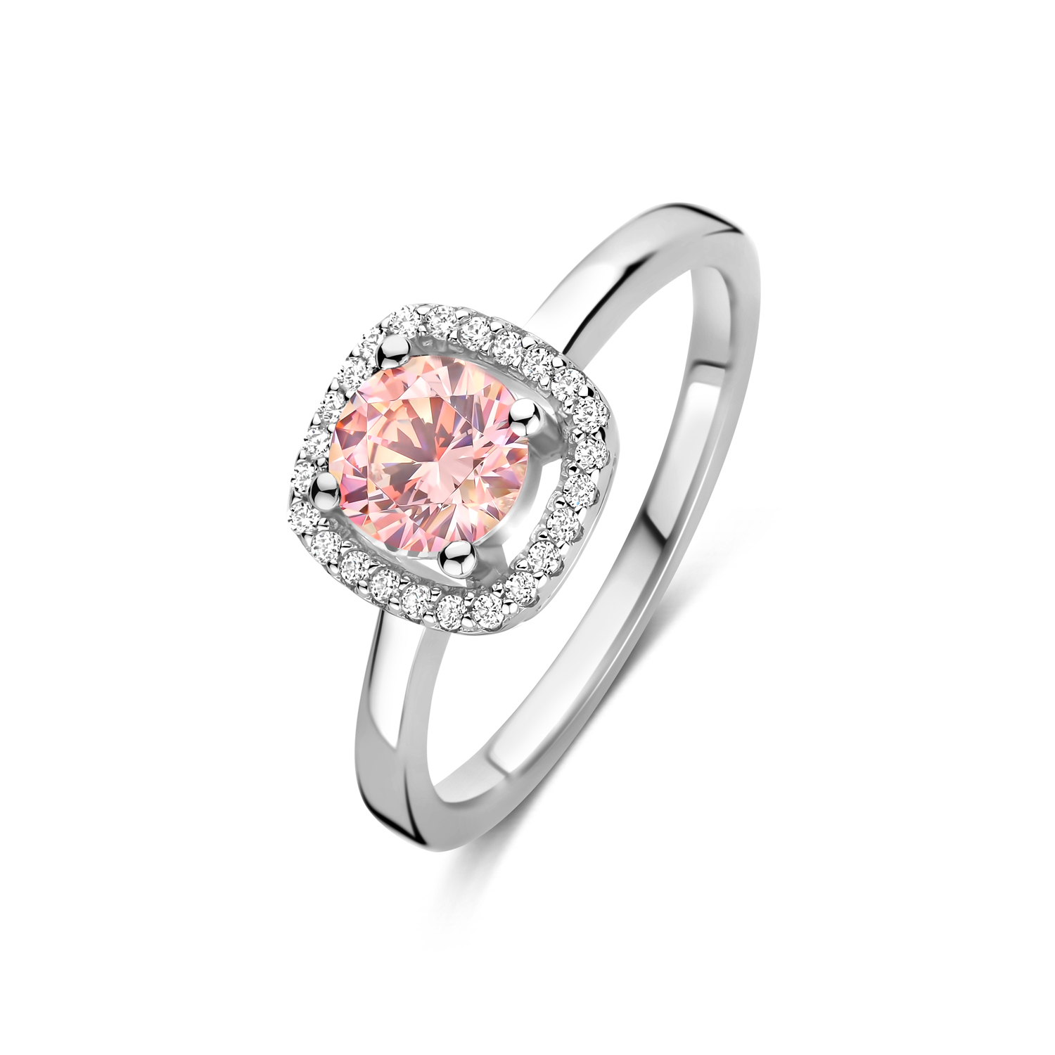 629.022.56. Rosa di Luca zilveren damesring. Entourage model met morganiet. 