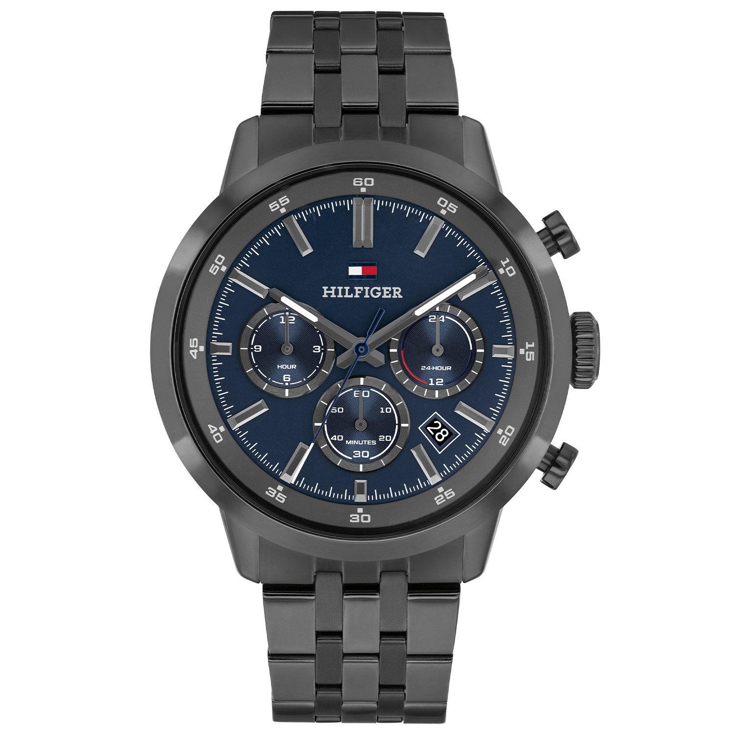 Tommy Hilfiger TH1710755 Horloge Heren Staal Gunmetal 43mm
Tijdloos: Dit grijze herenhorloge straalt finesse uit en maakt elke outfit stijlvol compleet. Het stalen gunmetal herenhorloge uit de Kent serie heeft een ronde stalen grijze kast, een blauwe sunray wijzerplaat met een datum en een tweede tijdsaanduiding. De wijzers zijn ingelegd met lumibrite. Aan de kast zit een stalen grijze schakelband met een vouwsluiting. Het horloge heeft een mineraalglas, een afmeting van 43mm en is 5ATM.  

Het merk: 
Sinds de lancering van het merk in 1985 is Tommy Hilfiger wereldwijd bekend geworden als pionier van de klassieke Amerikaanse coole stijl. Ge&iuml;nspireerd door de iconische popcultuur en het Amerikaanse erfgoed. De dames en herencollectie van dit seizoen bestaan uit minimalistische silhouetten en rustieke lederen details. De herenhorlogecollectie biedt iconische uurwerken met roestvrijstalen, lederen en siliconen banden.

Specificaties:
- Mineraalglas
- Ronde kast 43mm
- Grijze kast
- Blauwe wijzerplaat
- Stalen grijze schakelband 
- 5ATM
- Dual Time