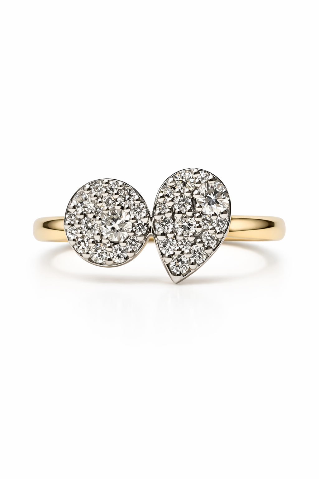 Ring wit en geel goud 18kt met diamanten