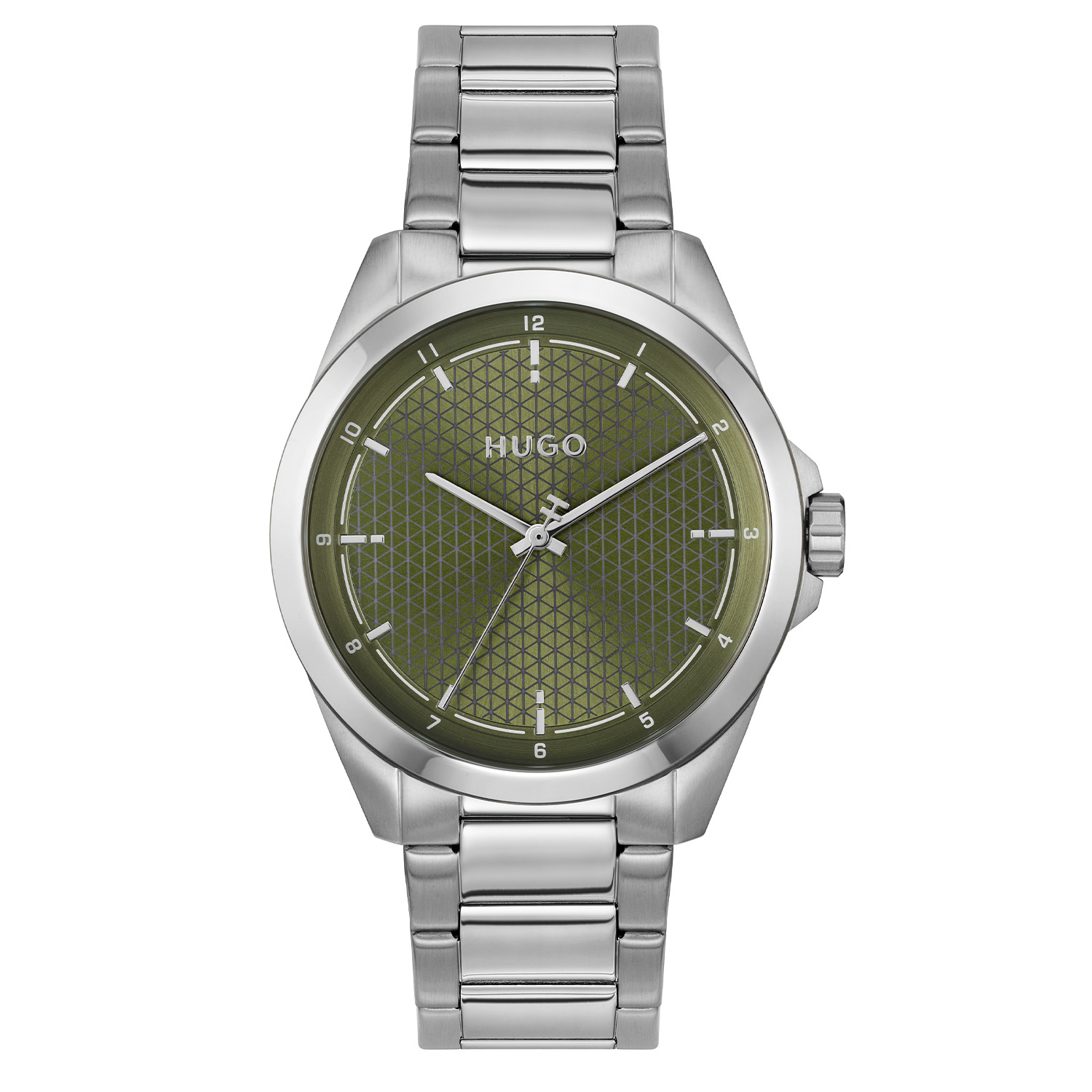 HUGO #SEAM HU1530453 Herenhorloge 41mm
Dit Hugo herenhorloge HU1530453 straalt klasse en minimalisme uit. De stalen kast zorgt voor een elegante en tijdloze uitstraling, perfect passend bij zowel formele als casual outfits. Het model maakt dit horloge tot een veelzijdig accessoire voor elke gelegenheid. De mat glanzende stalen schakelband geeft het horloge een luxe en comfortabele pasvorm. Het herenhorloge heeft een groene bewerkte wijzerplaat, een mineraalglas, een doorsnee van 41mm en is 3ATM.

HET MERK:
HUGO BOSS is afgestemd op levensstijlen waar het gaat om kwaliteit en precisie. Het wereldwijde fashionlabel is verdeeld in twee merken: BOSS en HUGO. Het merk HUGO presenteert eigentijdse en vooruitstrevende designs volgens de laatste fashion trends waarmee mensen worden gestimuleerd om zichzelf te zijn. Scherp maatwerk en casual horloges gecombineerd met een progressieve attitude. HUGO horloges zijn er voor de urban en ruimdenkende man die de leiding durft te nemen. De enige regel van de HUGO-man als het om stijl gaat: zijn authentieke zelf en niets anders.

Maak kennis met de nieuwe horlogecollectie van HUGO.

SPECIFICATIES:
- Mineraalglas
- Ronde kast, &Oslash; 41mm
- Stalen horlogekast
- Groene wijzerplaat
- Stalen schakelband
- 3ATM