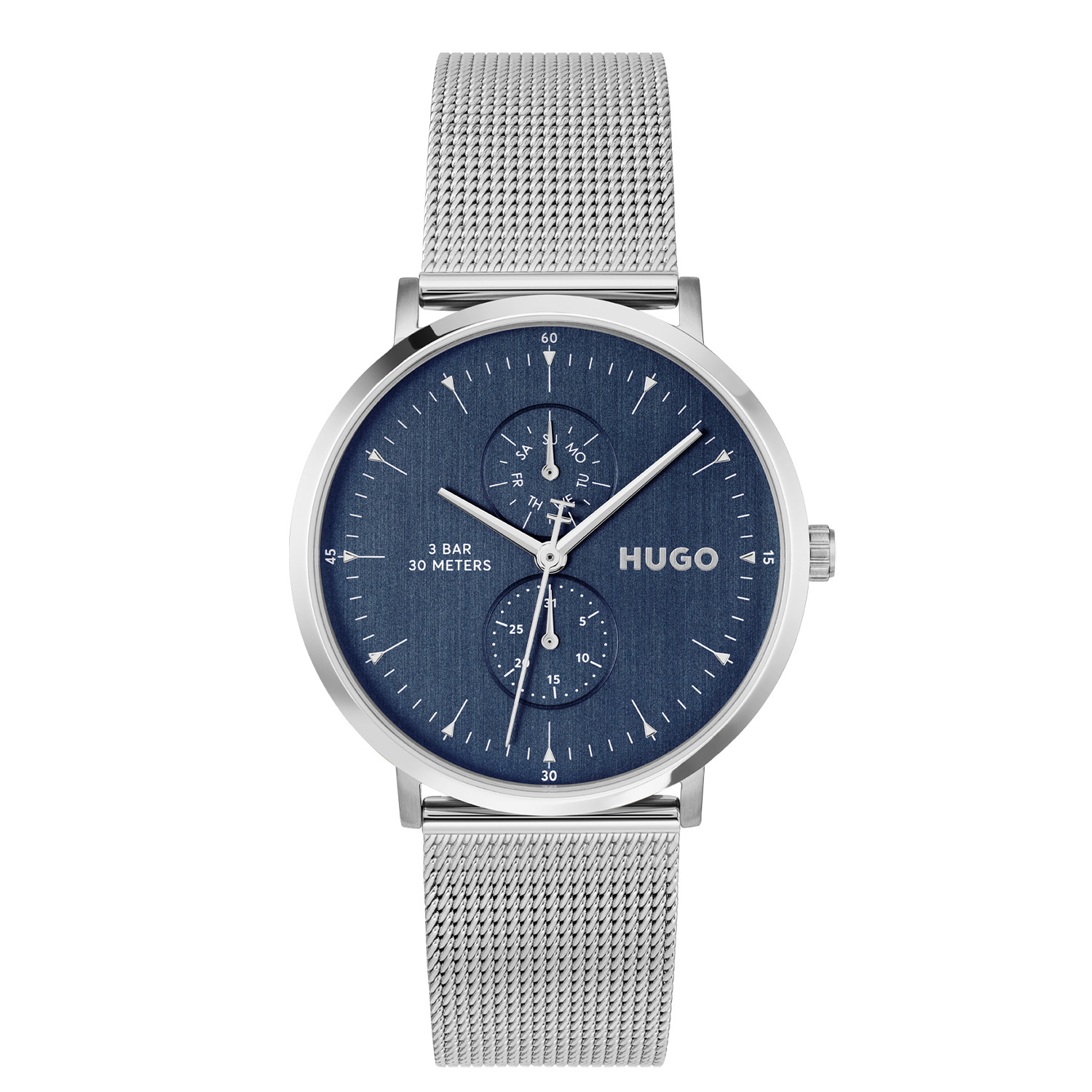 HUGO #STYLE HU1530457 Herenhorloge 40mm
Dit Hugo herenhorloge HU1530457 straalt moderne klasse en minimalisme uit. De slanke kast zorgt voor een elegante en tijdloze uitstraling, perfect passend bij zowel formele als casual outfits. Het strakke ontwerp maakt dit horloge tot een veelzijdig accessoire voor elke gelegenheid. De stijlvolle milanese horlogeband van fijn gevlochten staal geeft het horloge een luxe en comfortabele pasvorm. Het herenhorloge heeft een blauwe wijzerplaat met dag en datum, een mineraalglas, een doorsnee van 40mm en is 3ATM.

HET MERK:
HUGO BOSS is afgestemd op levensstijlen waar het gaat om kwaliteit en precisie. Het wereldwijde fashionlabel is verdeeld in twee merken: BOSS en HUGO. Het merk HUGO presenteert eigentijdse en vooruitstrevende designs volgens de laatste fashion trends waarmee mensen worden gestimuleerd om zichzelf te zijn. Scherp maatwerk en casual horloges gecombineerd met een progressieve attitude. HUGO horloges zijn er voor de urban en ruimdenkende man die de leiding durft te nemen. De enige regel van de HUGO-man als het om stijl gaat: zijn authentieke zelf en niets anders.

Maak kennis met de nieuwe horlogecollectie van HUGO.

SPECIFICATIES:
- Mineraalglas
- Ronde kast, &Oslash; 40mm
- Stalen horlogekast
- Blauwe wijzerplaat
- Stalen milanese band
- 3ATM