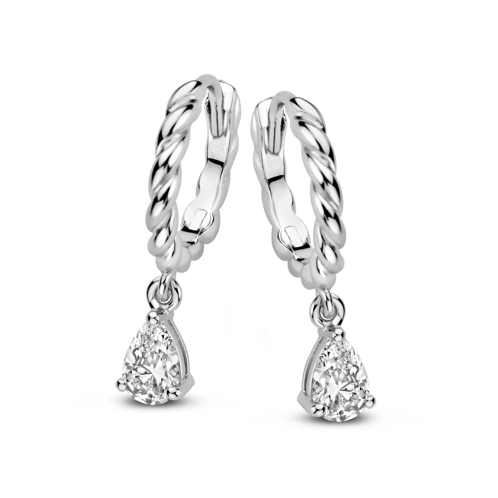 Zilveren creolen met zirkonia van het merk Rosa di Luca.