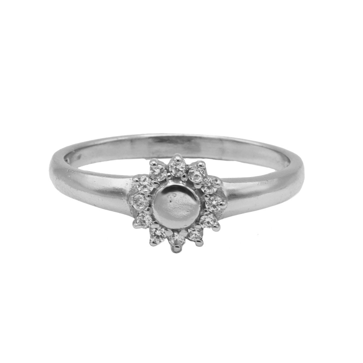 Dit is onze zirconia flower ring. Onze sieraden zijn verkrijgbaar in 925 sterling zilver of met een 14K gouden of rosegouden plating.