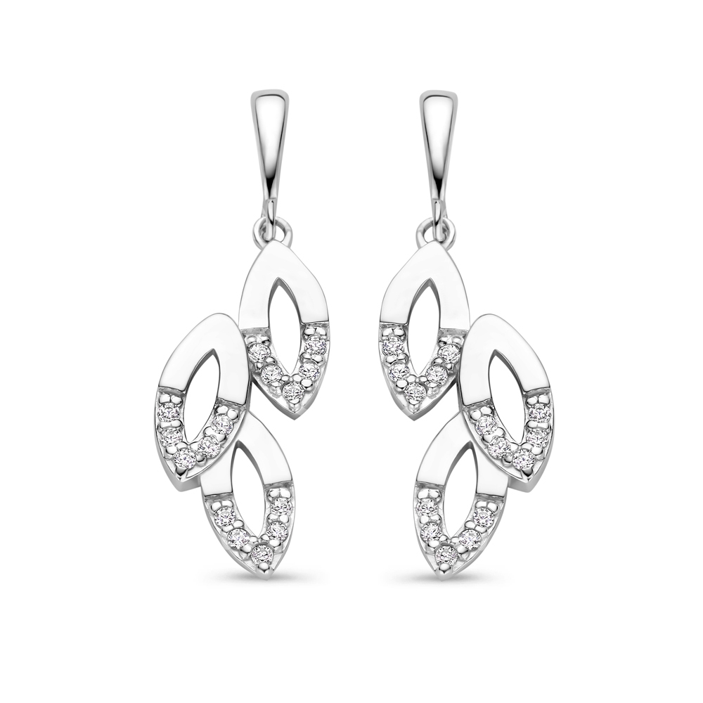 Zilveren oorhangers met zirkonia 