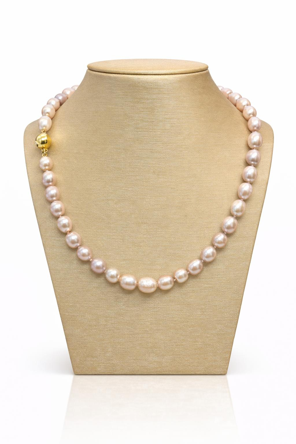 Zoetwater Parelcollier 42 cm roze parel 10 mm