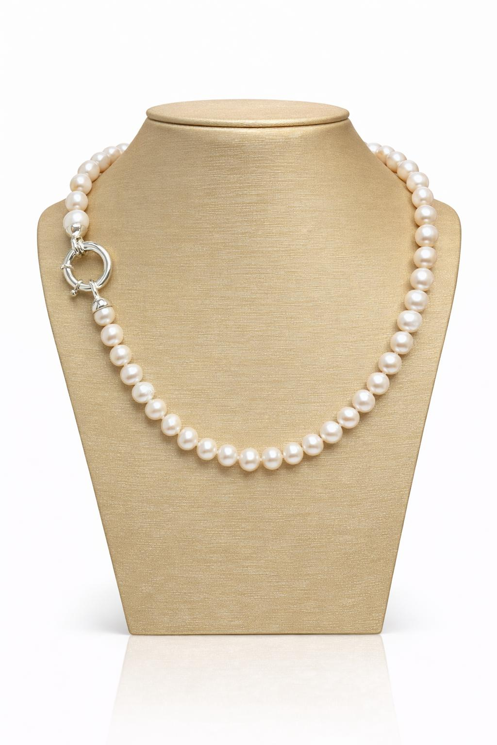 Zoetwaterparel collier 45 cm zilveren slot