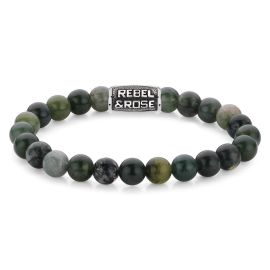 Een The Secret Garden Vintage beats armband, RR-80098-V-M, van het merk Rebel En Rose. De geregen armband is opgebouwd uit agaat stenen met een diameter van 8 mm. De armband is uitgevoerd met een edelstalen sluiting voorzien van een 3D Rebel & Rose logo. De armband kan goed gecombineerd worden met andere armbanden uit de Rebel & Rose collectie. 