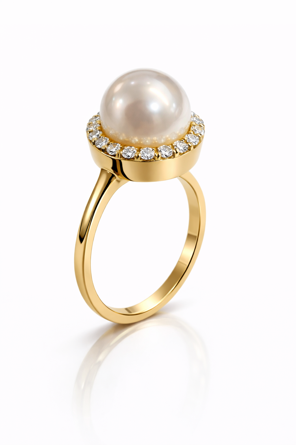 Gouden ring met parel 0.125 crt maat 56