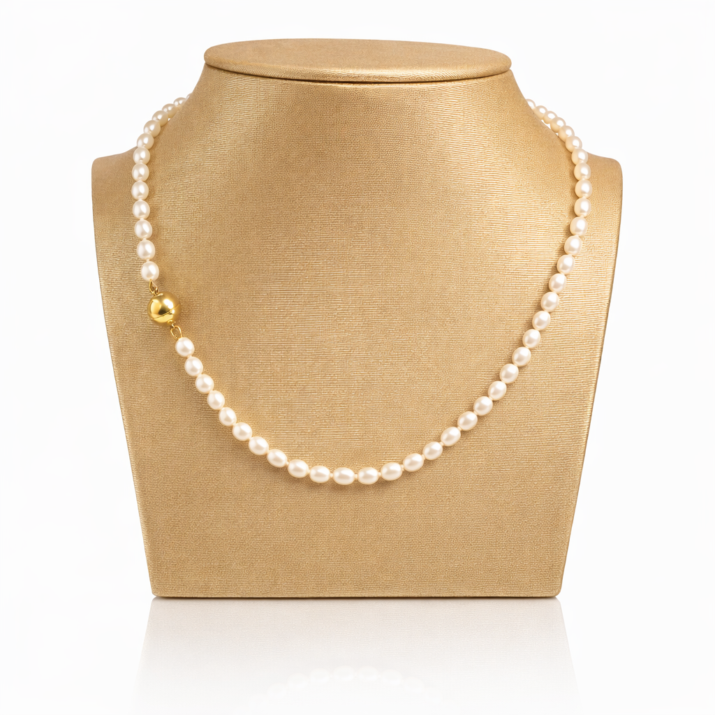 Parelcollier 42cm double magneetslot 9mm