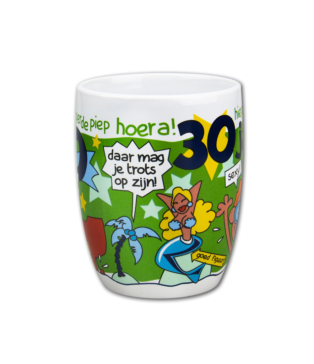 De cartoon mokken van Paper Dreams zijn een opvallende aanwinst voor elke winkel. Deze mok met grappige tekening en tekst 30 jaar is gemaakt van keramiek en door de unieke 'cartoon' style is deze mok een echte eyecatcher.