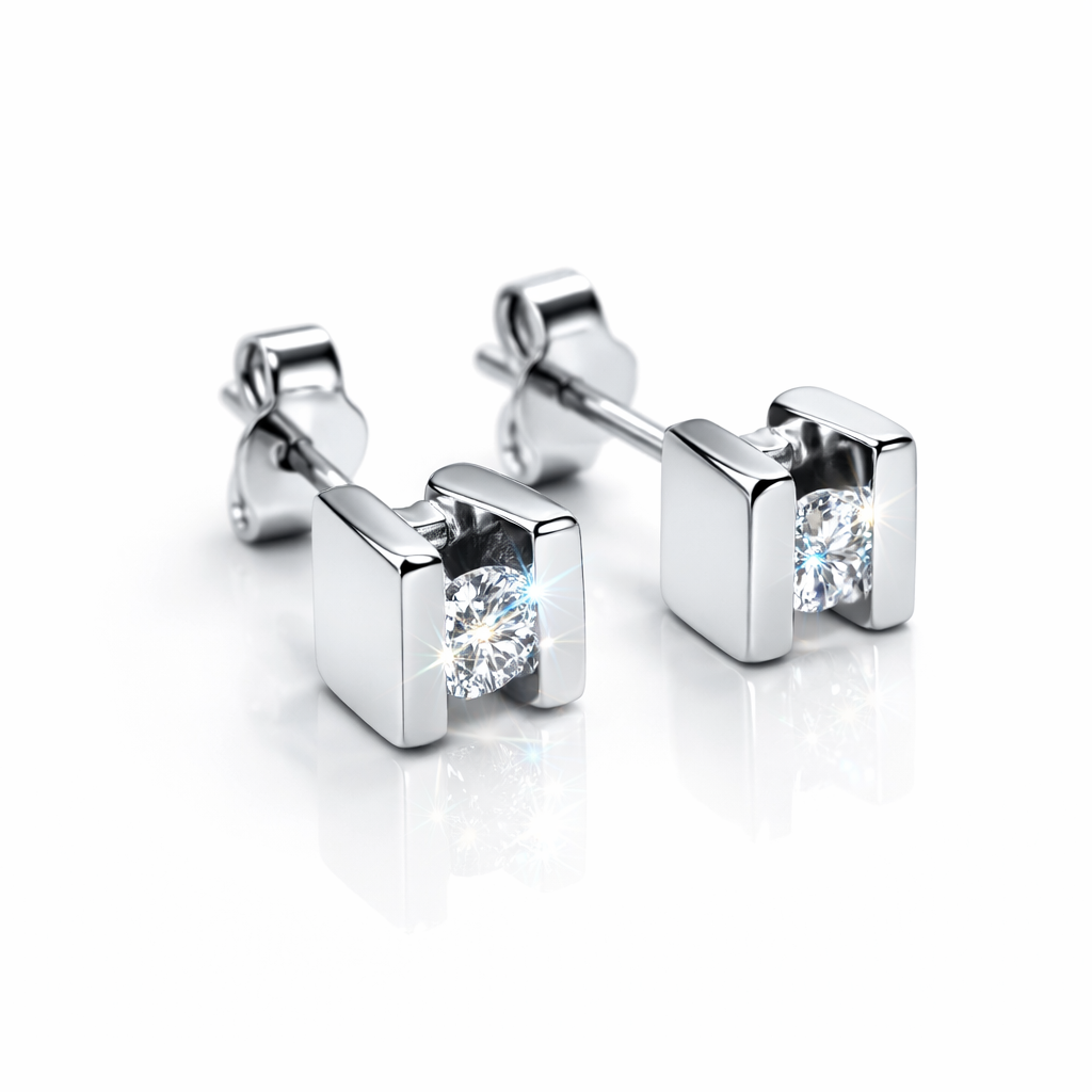 Witgouden oorstekers 0.07crt G/VVS | 20260227-7
