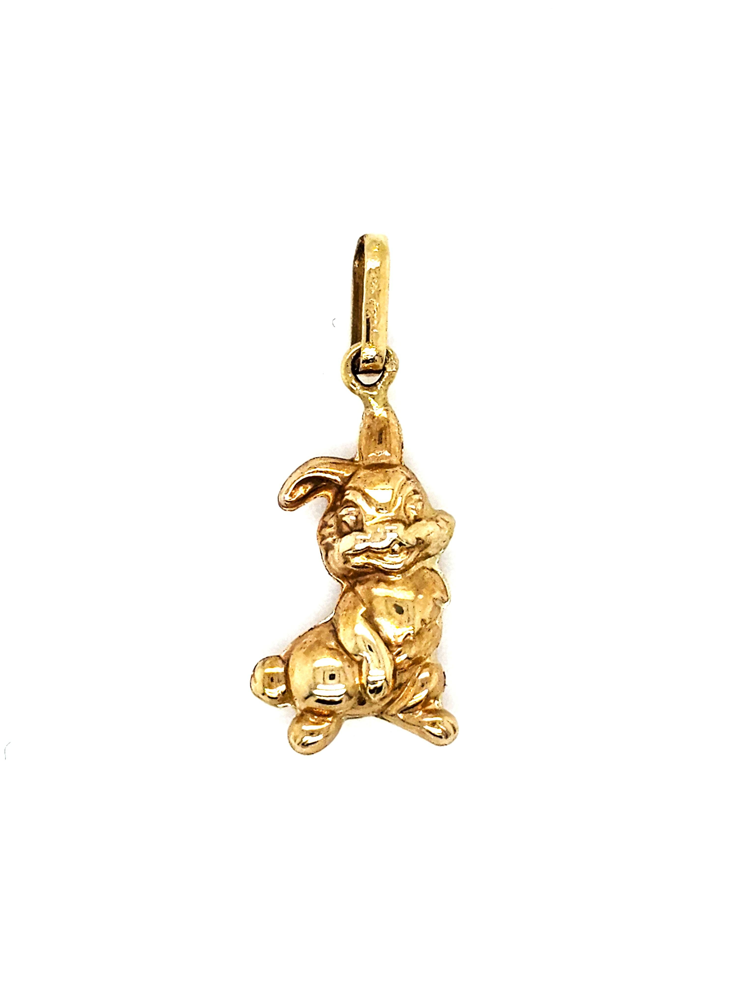Deze gouden hanger, modelnummer GOUDEN HANGER HAAS, is een stijlvolle toevoeging aan je sieradencollectie. Met zijn prachtige ontwerp in de vorm van een haas, vervaardigd uit hoogwaardig goud, is het een speels sieraad dat perfect past bij elke gelegenheid. 