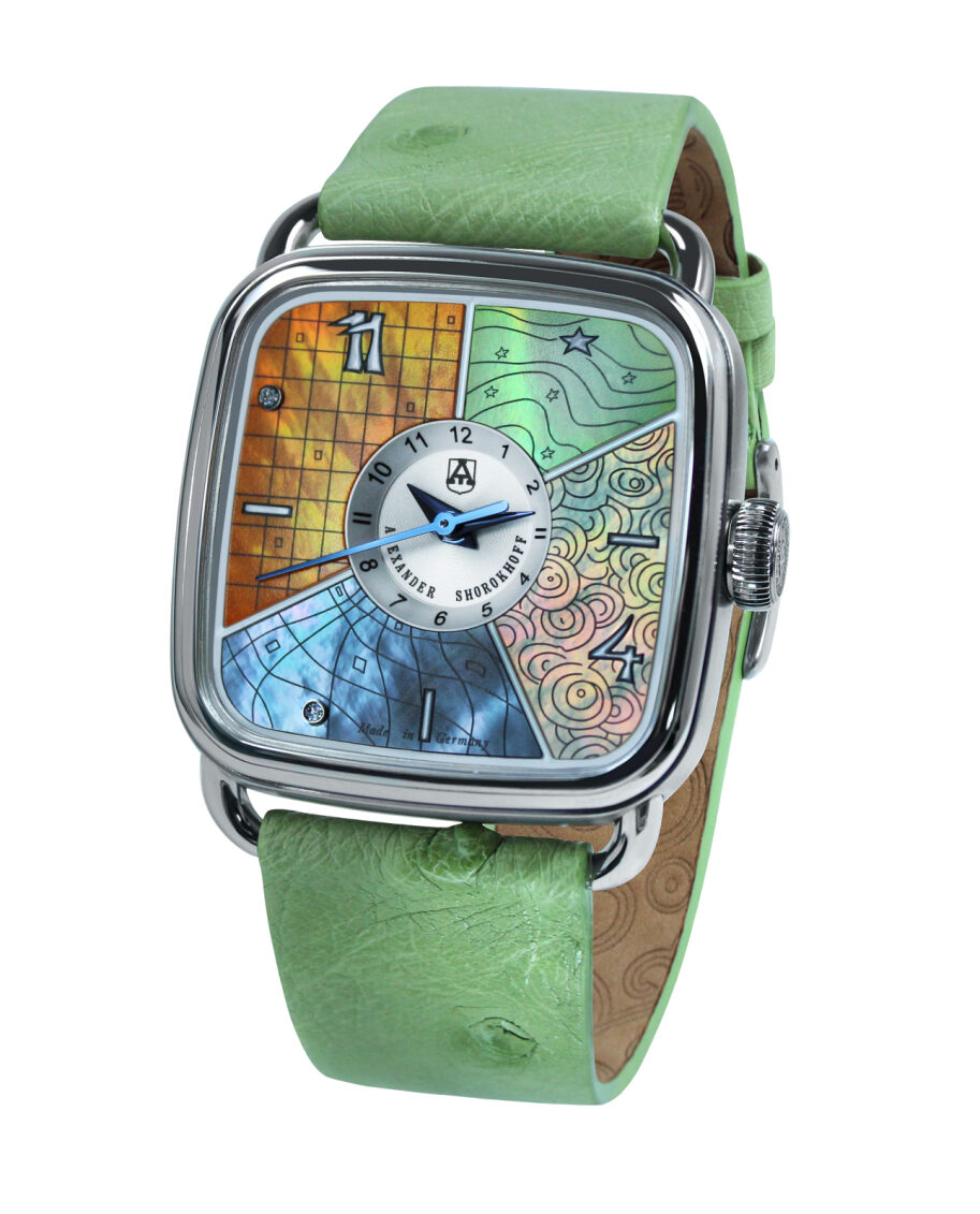 Een Alexander Shorokhoff horloge model Four Seasons met een automatisch uurwerk met geemailleerde wijzerplaat.