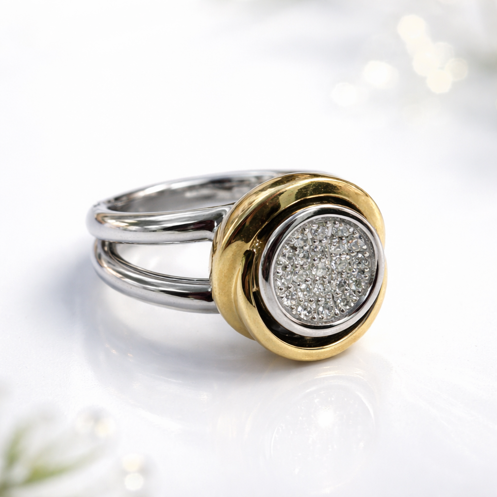 Bicolor Ring Witgoud Geelgoud 0.16 crt W/SI