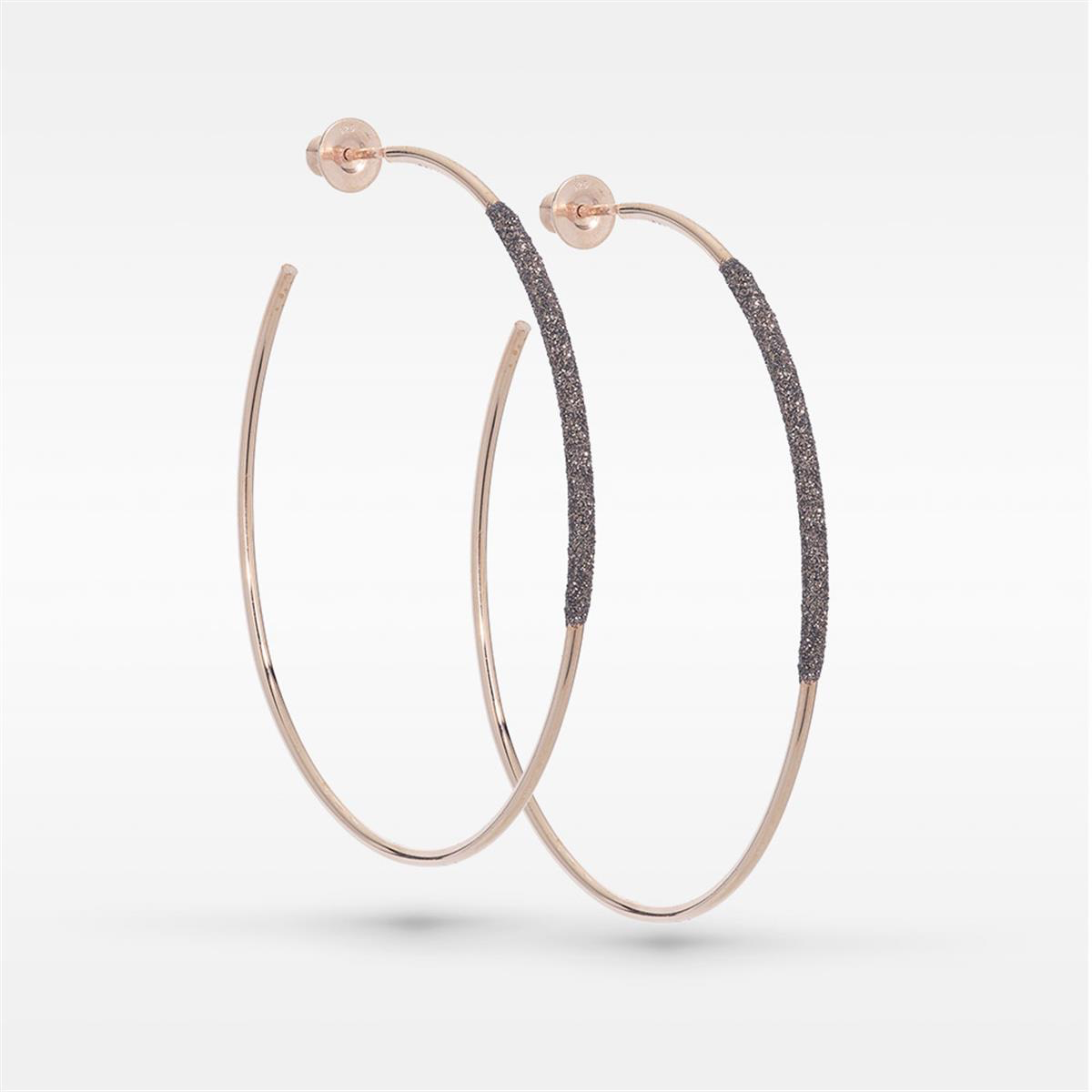 Rose kleurige creolen bruin gediamanteerd