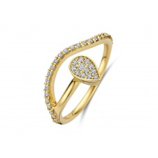 De ring is in geelgoud met briljant 0.31ct. 