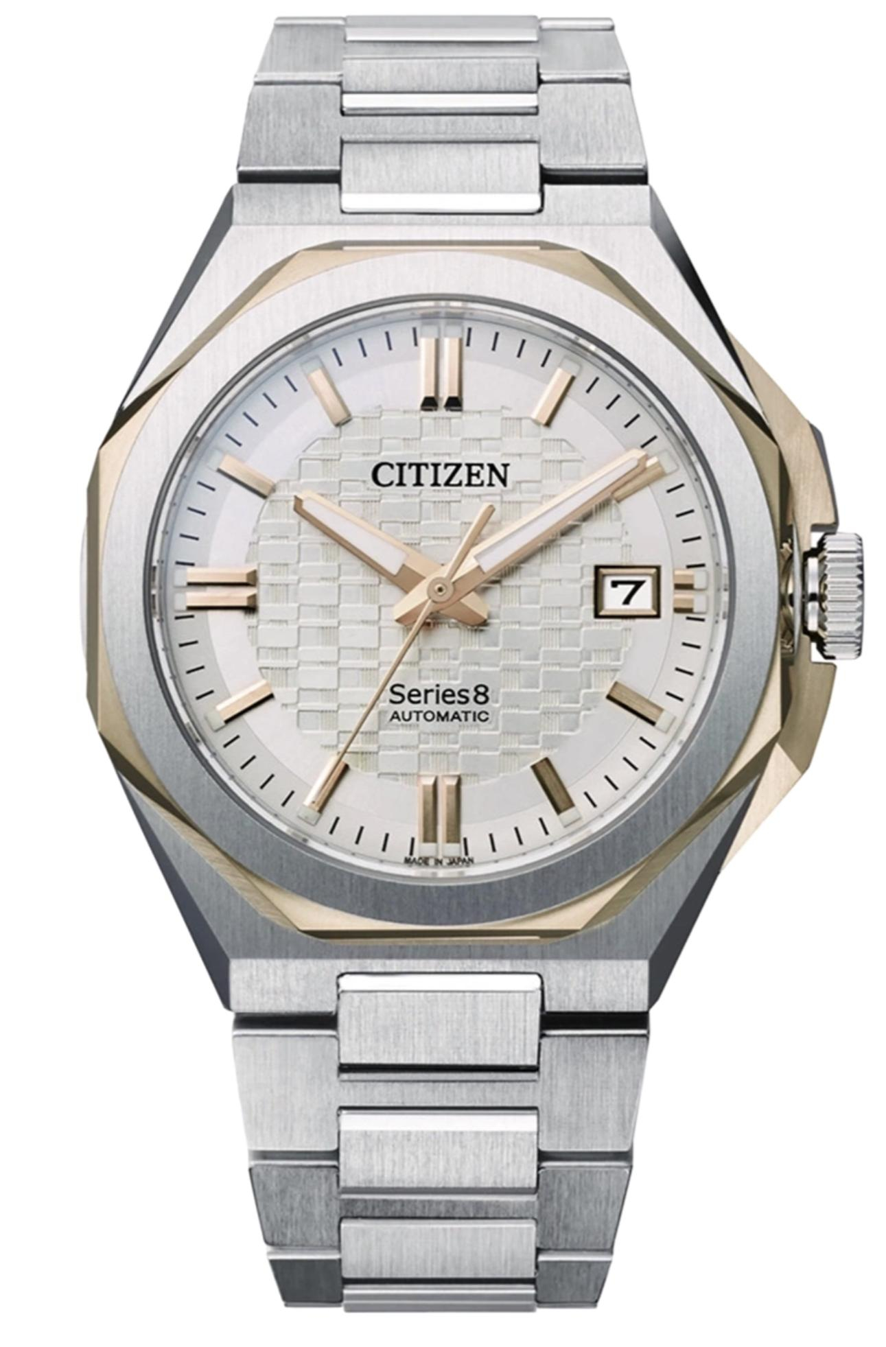 De Citizen Automatic NB6084-50A Series 8 horloge heeft functies zoals een datumaanduiding en is vervaardigd van roestvrij staal. Dit polshorloge heeft een zilverkleurige band en is ideaal voor dagelijks gebruik. Draag dit stijlvolle horloge bij zowel formele als casual outfits om een verfijnde en tijdloze look te cre&euml;ren.