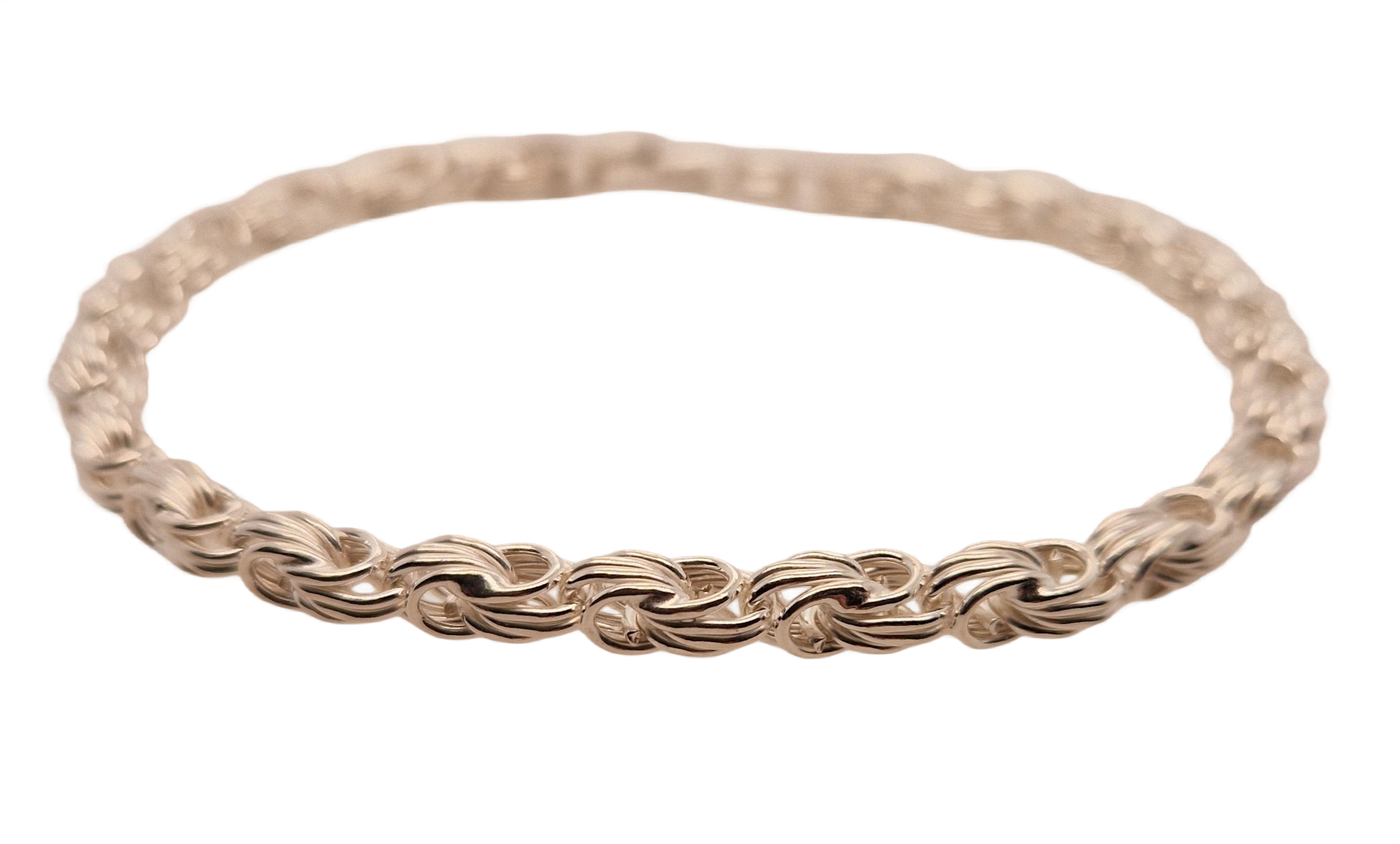 zilveren rose rope armband 19 cm