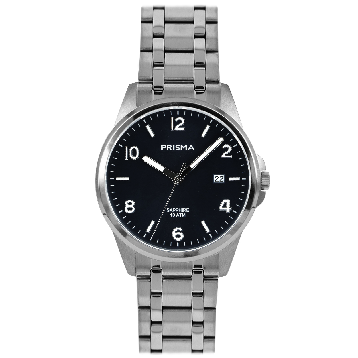 Prisma horloge P1412 heren edelstaal saffierglas 10 ATM zilverkleur met zwarte wijzerplaat

Algemeen
Geslacht: heren
Model: P.1412

Voordelen
- band edelstaal zilverkleurig
- wijzerplaat zwart met cijfers witkleurig
- glas is zeer krasvast- compacte sluiting met extra draagcomfort
- waterdicht 10 meter
- quartz
- maat kast 38 mm (breedte) 8,3 mm (dikte)

