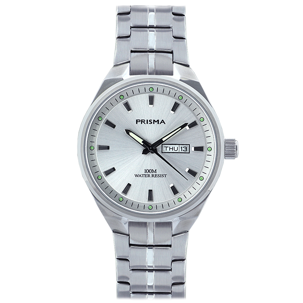 Prisma horloge P2437 Century heren edelstaal saffierglas 10ATM dag/datum

Algemeen
Geslacht: heren
Model: P.2437

Voordelen
- band edelstaal zilver all-stainless
- wijzerplaat zilver met antracietkleurige streepjes
- glas is zeer krasvast- dag en datumweergave
- quartz
- maat kast 41 mm (breedte) 10.3 mm (dikte)

