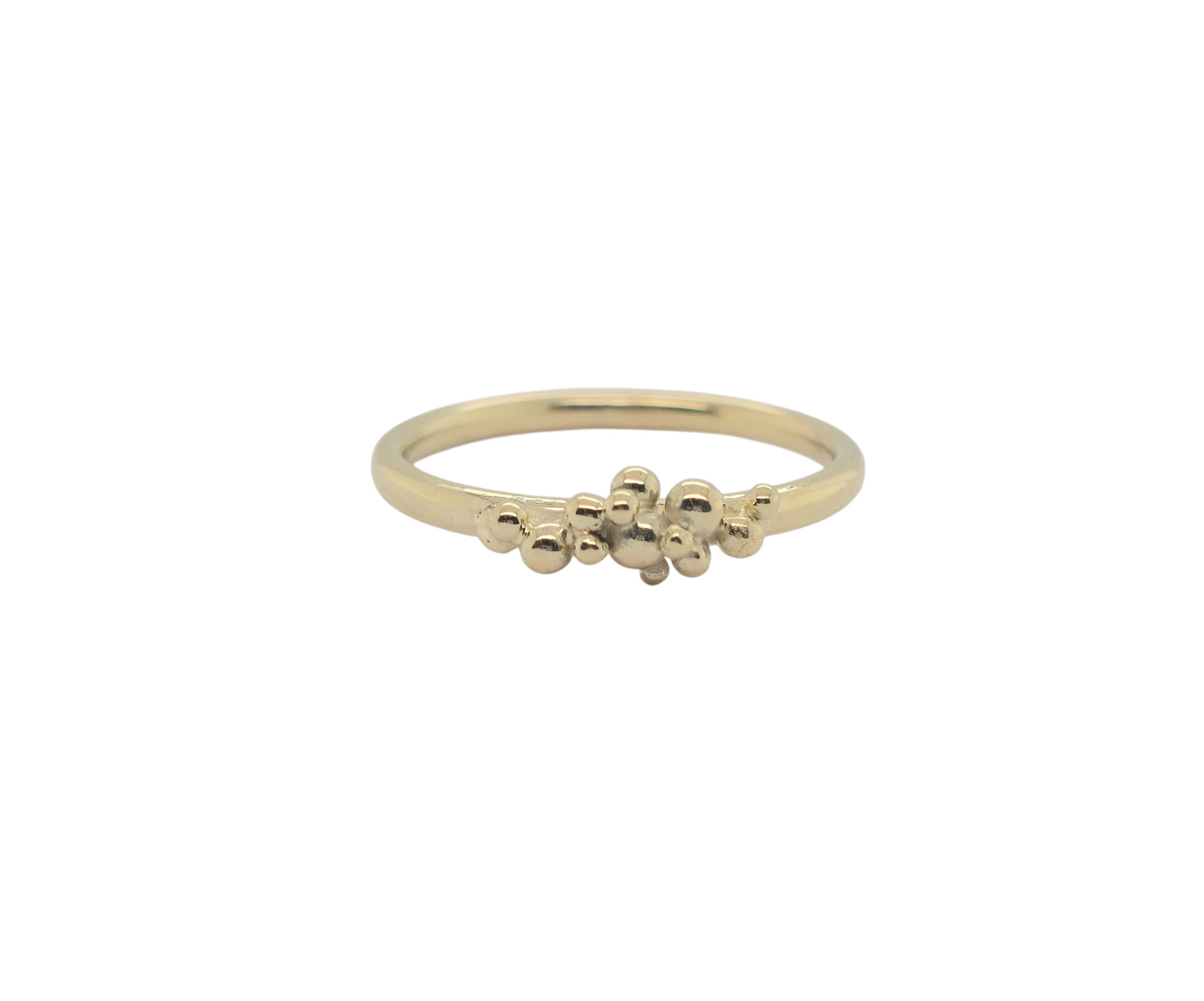 14kt gouden ring met 12 kleine balletjes uit de Bubbles collectie