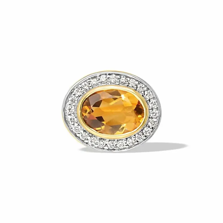 De Hanger Ovale citrien met diamant Halo, modelnummer GBG0100, is een schitterende hanger met een elegante ovale citrien van 0.69 Crt omringd met een prachtige diamant halo. Perfect om te dragen aan een eenvoudige gouden ketting, ideaal om subtiele elegantie toe te voegen aan elke outfit. Deze hanger komt exclusief het collier en is een prachtige aanvulling op elke sieradencollectie.
