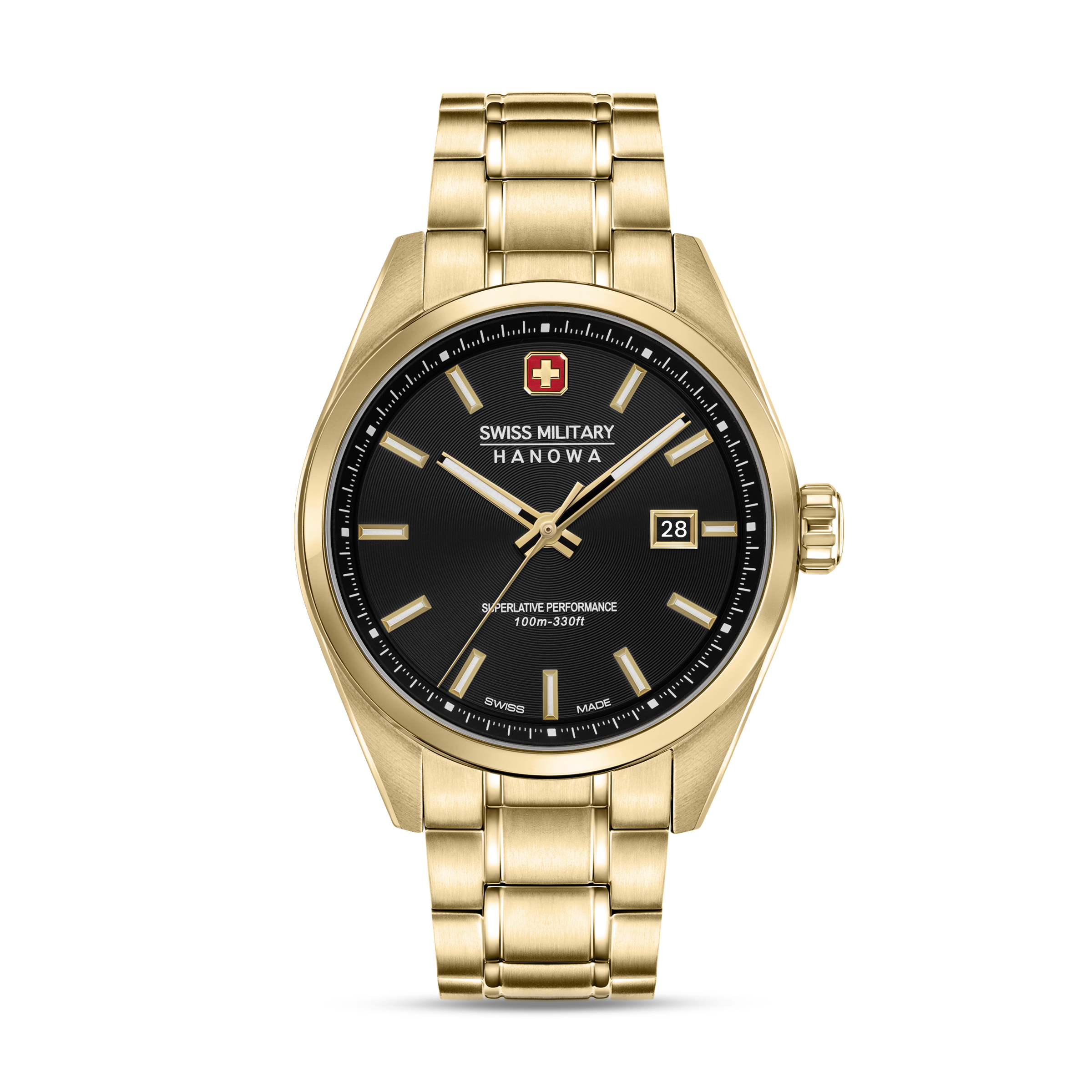 Dit is een horloge van het merk Swiss Military Hanowa gemaakt voor heren.
De specificaties zijn als volgt:
Kastmaat: 40 mm
Waterdichtheid: 10 ATM / 100 Meter / 330 Feet
Dit horloge heeft de volgende functies/eigenschappen:
Datumaanduiding