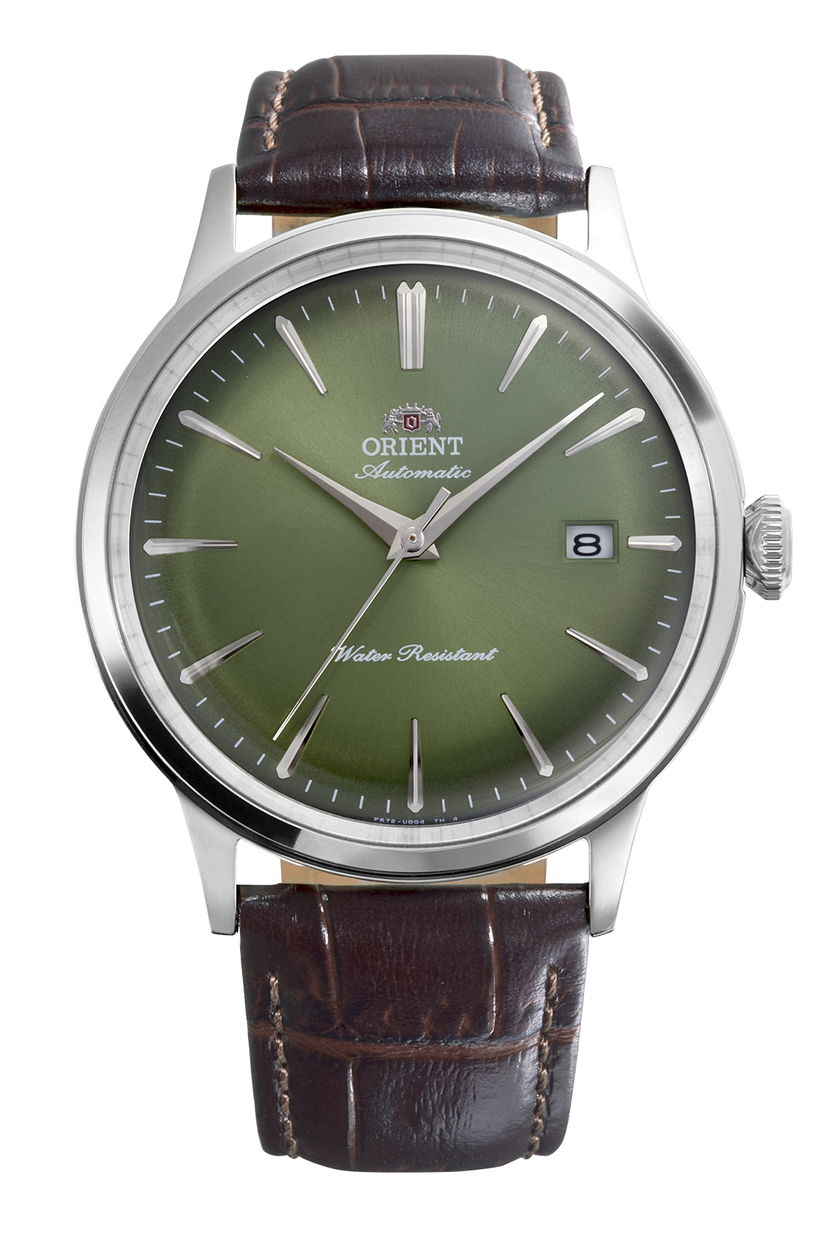 De Orient Bambino OR-RA-AC0029E30B is een automatisch horloge met een groene wijzerplaat en een bruine leren band. Het heeft een datumfunctie, een 41 mm roestvrijstalen kast en mineraalglas. Waterbestendig tot 3 bar. Perfect voor dagelijks gebruik of formele gelegenheden. Draag het met een casual of zakelijke outfit voor een verfijnde uitstraling.