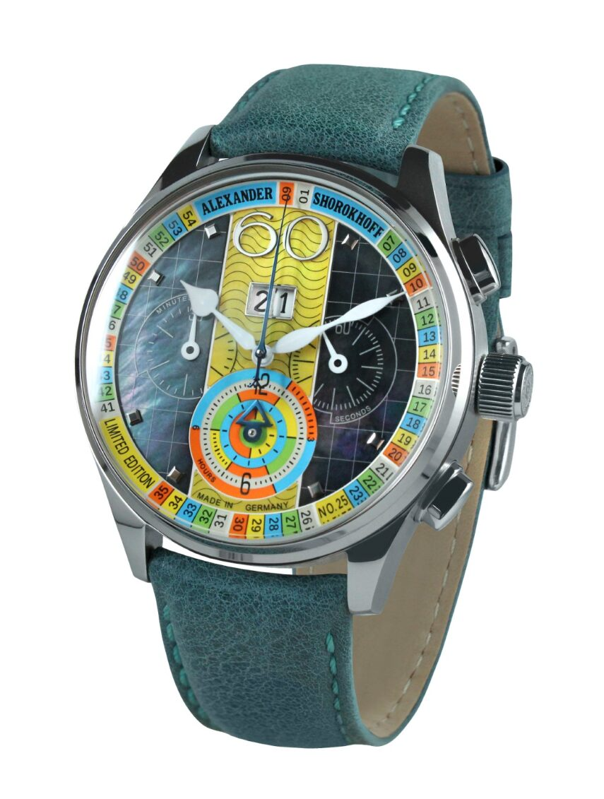 een horloge van Alexander Shorokhoff model Big Date MOP