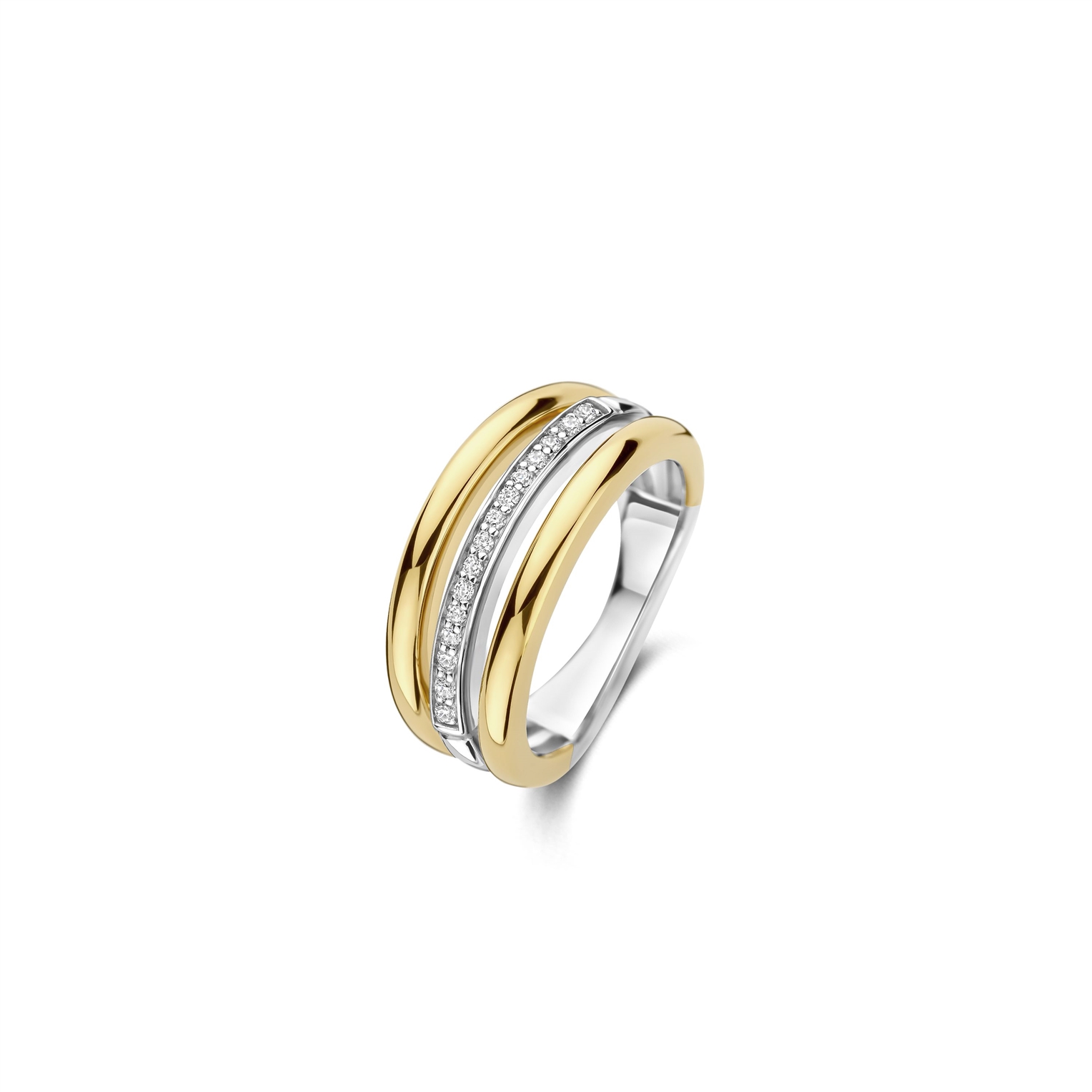 Deze TI SENTO ring, modelnummer 12369ZY/60, is een schitterend sieraad gemaakt van 925 sterling zilver en is nikkelvrij. De ring is verguld en bevat sprankelende zirconia-stenen. Met zijn maat 60 en moderne goud-zilver kleur is hij perfect voor feestelijke gelegenheden of om een alledaagse outfit te verfraaien. Een must-have voor elke sieradencollectie! 