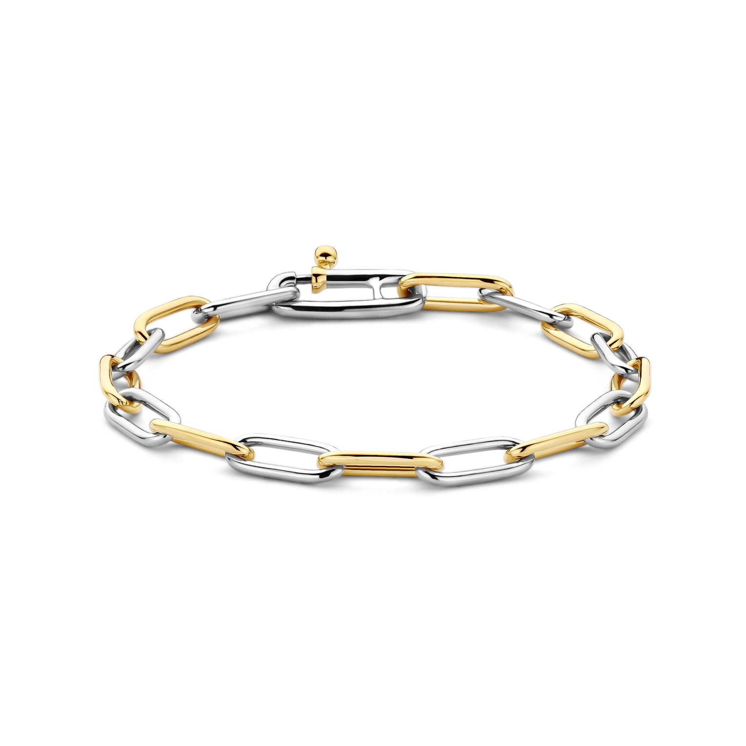 De Ti Sento Bicolor Zilveren Armband model 2936BI is een verfijnde armband met een bicolor ontwerp in goud en zilver. Gemaakt van 925 sterling zilver en goud verguld, nikkelvrij en met een lengte van 185 mm. Perfect om elegant te dragen bij zowel casual als formele gelegenheden, als op zichzelf of in laagjes met andere armbanden.