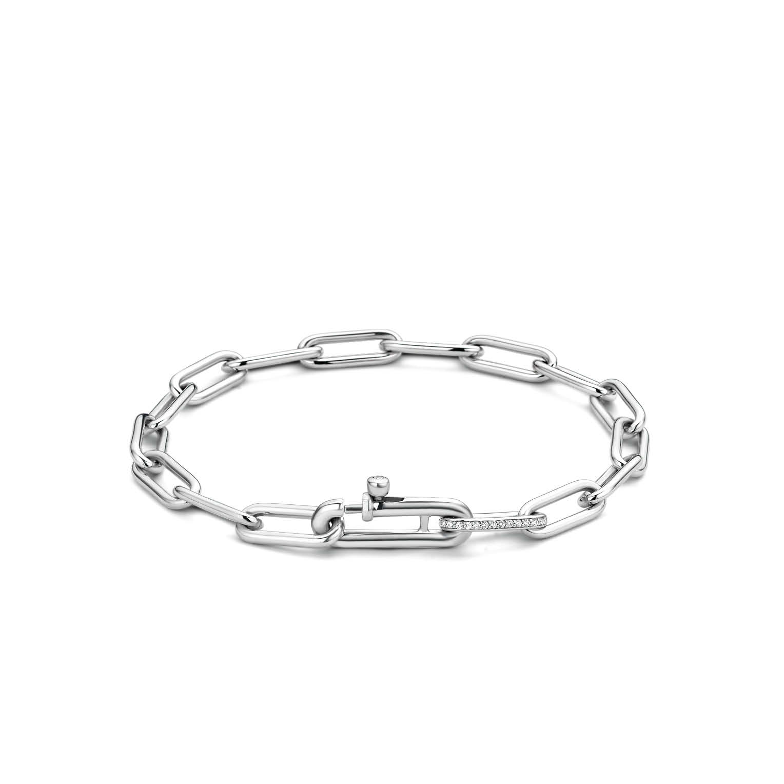 Ti Sento zilveren armband, paperclip schakel