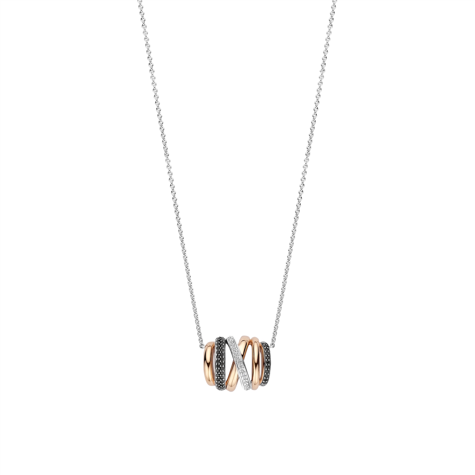 Ti sento Bicolor collier Honeycomb met zirkonia, 42cm |34116BR/42