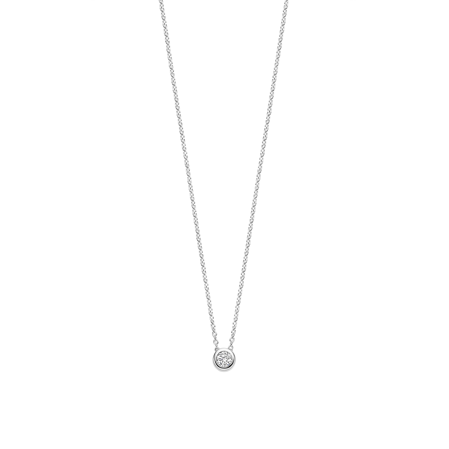 Ti sento Zilveren collier met Solitair hanger zirkonia, 42cm|34124ZI/42